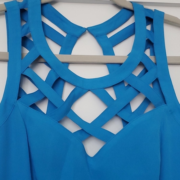 Blue Guess cage cutout fit & flare dress - Picture 5 of 6